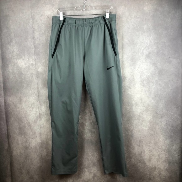 Nike Dri Fit Pants Mens Medium Woven Training Activewear Gray Straight Leg - Picture 1 of 12